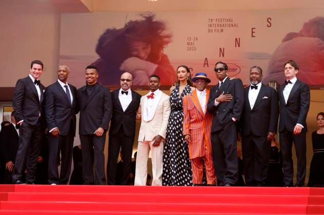 Jason Michael Berman, Denzel Washington, Elijah Wright, Jeffrey Wright, Aubrey Joseph, Ilfenesh Hadera, Spike Lee, ASAP Rocky, Wendell Pierce and Alan Fox at the premiere of the feature film Highest 2 Lowest at the Festival de Cannes 2025 78 Cannes International Film Festival at the Palais des Festivals Cannes, 19 05 2025 Foto:xD.xBedrosianx xFuturexImagex highest_5665
