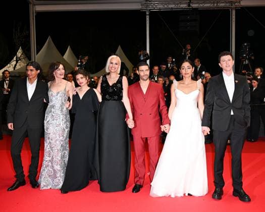 Milan: Cannes, 78th Cannes Film Festival 2025, Red Carpet Alpha In the photo: ean-Rachid Kallouche, Emma Mackey, Eric Altmayer, Finnegan Oldfield, Golshifteh Farahani, Louai El Amrousy, Tahar Rahim, MÃ lissa Boros, rnaud Chautard, Julia Ducournau Milan - ZUMAp169 20250519_zea_p169_2185 Copyright: xManuelexMangiarottix