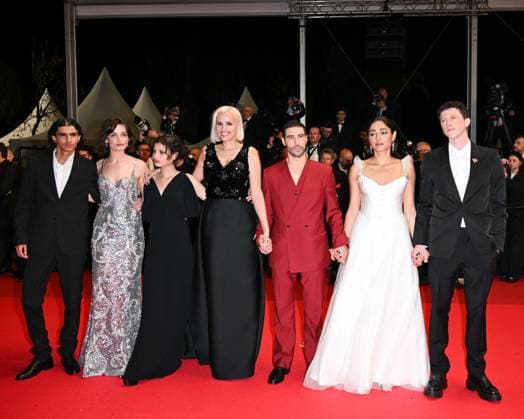 Milan: Cannes, 78th Cannes Film Festival 2025, Red Carpet Alpha In the photo: ean-Rachid Kallouche, Emma Mackey, Eric Altmayer, Finnegan Oldfield, Golshifteh Farahani, Louai El Amrousy, Tahar Rahim, MÃ lissa Boros, rnaud Chautard, Julia Ducournau Milan  - ZUMAp169 20250519_zea_p169_2273 Copyright: xManuelexMangiarottix