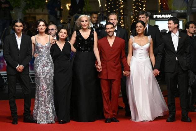 Cannes Alpha Premiere AM Louai El Amrousy, Emma Mackey, Mélissa Boros, Julia Ducournau, Tahar Rahim, Golshifteh Farahani and Finnegan Oldfield attending the Alpha Premiere in Cannes, France on May 19, 2025 as part of the 78th Cannes Film Festival. Photo by Aurore Marechal ABACAPRESS.COM Cannes France  Copyright: xMarechalxAurore ABACAx