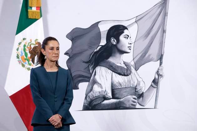 Mexico™s President Claudia Sheinbaum Holds Briefing Mexico™s President Claudia Sheinbaum Pardo, condemns the comments against the Secretary of the Navy for the incident on the Cuauhtemoc Training Ship in New York City, which left two sailors dead. on May 19, 2025 in Mexico City, Mexico. (Photo by Luis Barron Eyepix Group) Copyright: xLuisxBarron xEyepixxGroupx LB_19052025_155872