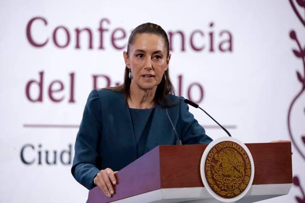 Mexico™s President Claudia Sheinbaum Holds Briefing Mexico™s President Claudia Sheinbaum Pardo, condemns the comments against the Secretary of the Navy for the incident on the Cuauhtemoc Training Ship in New York City, which left two sailors dead. on May 19, 2025 in Mexico City, Mexico. (Photo by Luis Barron Eyepix Group) Copyright: xLuisxBarron xEyepixxGroupx LB_19052025_155875