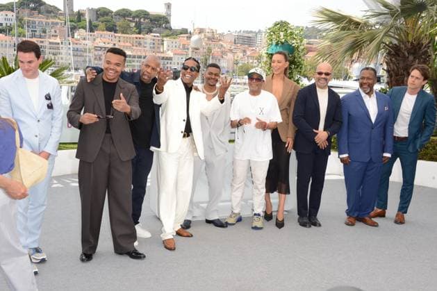 May 19, 2025, Cannes, France: CANNES, FRANCE - MAY 19: (L-R) Jason Michael Berman, Elijah Wright, Denzel Washington, A Rocky, Aubrey Joseph, Spike Lee, Ilfenesh Hadera, Jeffrey Wright, Wendell Pierce and Alan Fox pose during the Highest 2 Lowest photocall at the 78th annual Cannes Film Festival at Palais des Festivals on May 19, 2025 in Cannes, France. Cannes France - ZUMAi09_ 20250519_zaf_i09_071 Copyright: xFrederickxInjimbertx