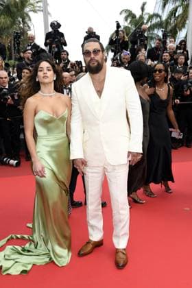 Adria Arjona and Jason Momoa at the Highest 2 Lowest premiere in Cannes on 19 05 2025