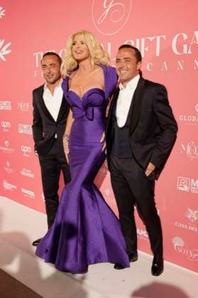Victoria Silvstedt with Lecorche Ugo and Lecorche Antoine at the Global Gift Gala 2025 at the Festival de Cannes 2025 78 Cannes International Film Festival at La MÃ me Plage Cannes, 19 05 2025 Foto:xD.xBedrosianx xFuturexImagex gift_5583