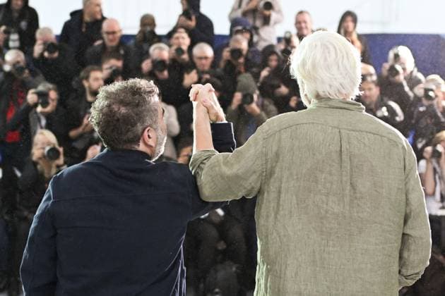 Cannes The Six Billion Dollar Man Photocall AM Eugene Jarecki and Julian Assange attending the The Six Billion Dollar Man Photocall in Cannes, France on May 20, 2025 as part of the 78th Cannes Film Festival. Photo by Aurore Marechal ABACAPRESS.COM Cannes France  Copyright: xMarechalxAurore ABACAx
