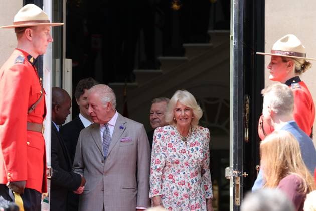 . 20 05 2025. London, United Kingdom. King Charles III and Queen Camilla leaving Canada House in London, after a visit to mark 100 years since it opened in June 1925  xStephenxLockx xi-Imagesx IIM-25957-0011