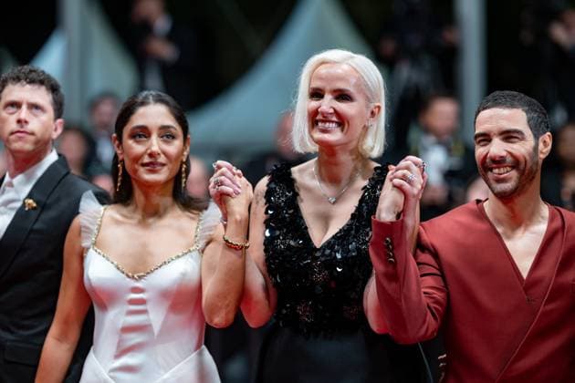 78eme Festival International du Film de Cannes Montée des marches du film Alpha 78th International Cannes Film Festival Red carpet for Alpha movie 444730 2025 05 19 Cannes France Farahani, Golshifteh Ducournau, Julia Rahim, Tahar  Copyright: xEstellexCarlierx xStarfacex STAR_444730_041