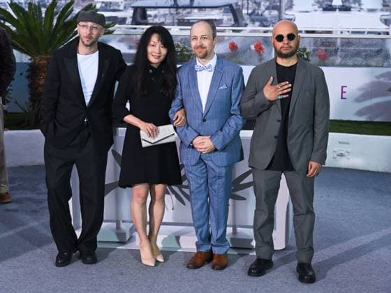 Cannes, 78th Cannes Film Festival 2025 - Day 8 - Photocall of the film Adami Cannes, 78th Cannes Film Festival 2025 - Day 8 - Photocall of the film Adami . In the picture Adrien Marcellin, Mila Levistre, Emilien Levistre and Bachar Mar-Khalifé Cannes France  Copyright: xIPA ABACAx
