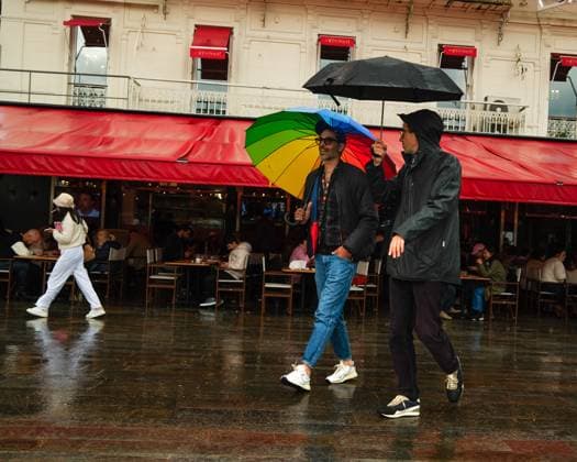 rains , Palais des Festivals, Cannes, France Atmosphere at Cafe Roma as it rains during the 78th Festival de Cannes (Cannes International Film Festival) at Palais des Festivals, Cannes, , France on 20 May 2025. Picture, Credit:Julie Edwards Avalon France, French Riviera, Cannes, Palais des Festivals  Copyright: xJuliexEdwardsx xAvalonx 1001362757