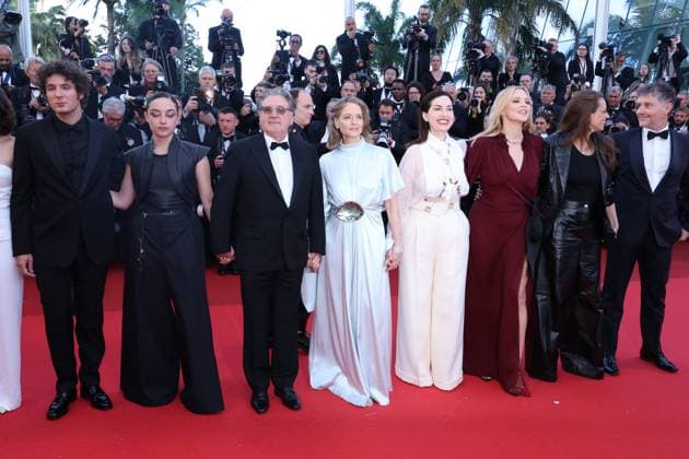 Cannes - Vie Privee Screening JD Luana Bajrami, Daniel Auteuil, Jodie Foster, Rebecca Zlotowski, Virginie Efira and Anne Berest during the Vie Privee red carpet at the 78th annual Cannes Film Festival at Palais des Festivals on May 20, 2025 in Cannes, France. Photo by Jerome Domine ABACAPRESS.COM Cannes France  Copyright: xDominexJerome ABACAx