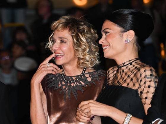 Cannes, 78th Cannes Film Festival 2025 - Evening 8 - Valeria Golino and Elodie accomplices on the Red Carpet Cannes, 78th Cannes Film Festival 2025 - Evening 8 - Red Carpet of the film Fuori . In the photo Elodie Patrizi and Valeria Golino Cannes France  Copyright: xIPA ABACAx