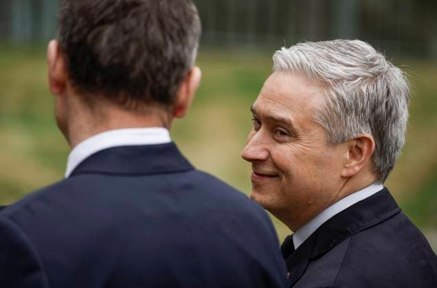 May 20, 2025, Banff, Ab, CANADA: Ukraine Minister of Finance, Sergii Marchenko, left, and Canada s Finance Minister Francois-Philippe Champagne speak to the media prior to the G7 Finance Ministers meeting in Banff, Alta., Tuesday, May 20, 2025. Banff CANADA - ZUMAc35_ 20250520_zaf_c35_043 Copyright: xJeffxMcintoshx