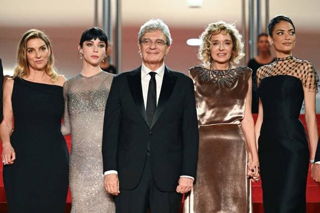 Cannes Fuori Premiere AM Ippolita Di Majo, Matilda De Angelis, Mario Martone, Valeria Golino and Elodie Di Patrizi attending the Fuori Premiere in Cannes, France on May 20, 2025 as part of the 78th Cannes Film Festival. Photo by Aurore Marechal ABACAPRESS.COM Cannes France  Copyright: xMarechalxAurore ABACAx