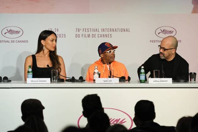 Cannes - Highest 2 Lowest Press Conference Ilfenesh Hadera, Spike Lee and Jeffrey Wright attending the on the Highest 2 Lowest press conference at the 78th annual Cannes Film Festival at Palais des Festivals on May 20, 2025 in Cannes, France. Photo by Jm Haedrich Pool ABACAPRESS.COM Cannes France  Copyright: xABACAx