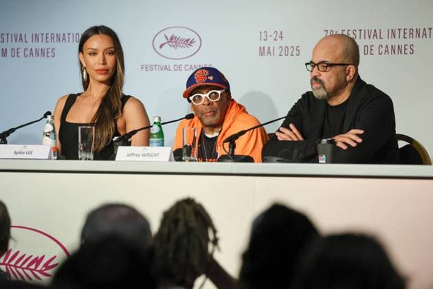 Cannes - Highest 2 Lowest Press Conference Ilfenesh Hadera, Spike Lee and Jeffrey Wright attending the on the Highest 2 Lowest press conference at the 78th annual Cannes Film Festival at Palais des Festivals on May 20, 2025 in Cannes, France. Photo by Jm Haedrich Pool ABACAPRESS.COM Cannes France  Copyright: xABACAx