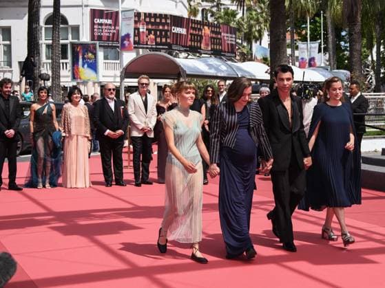 Cannes, 78th Cannes Film Festival 2025 - day 9 - red carpet of the film Romeria Cannes, 78th Cannes Film Festival 2025 - day 9 - red carpet of the film Romeria - In the photo: Llúcia Garcia, Carla Simón, Mitch Martín and María Zamora Cannes Italy  Copyright: xIPA ABACAx