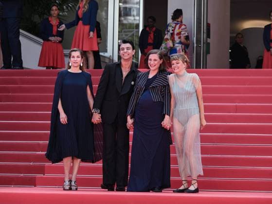 Cannes, 78th Cannes Film Festival 2025 - day 9 - red carpet of the film Romeria Cannes, 78th Cannes Film Festival 2025 - day 9 - red carpet of the film Romeria - In the photo: María Zamora, Mitch Martín, Carla Simón, Llúcia Garcia Cannes Italy  Copyright: xIPA ABACAx