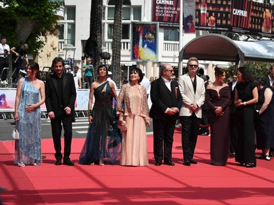 Cannes, 78th Cannes Film Festival 2025 - day 9 - red carpet of the film Romeria Cannes, 78th Cannes Film Festival 2025 - day 9 - red carpet of the film Romeria - In the photo: Olimpia Pont-Cháfer, Alberto Gracia, Sara Casasnovas, Marina Troncoso, José Ángel Egido, Tristán Ulloa, Miryam Gallego and Àngels Masclans Cannes Italy  Copyright: xIPA ABACAx