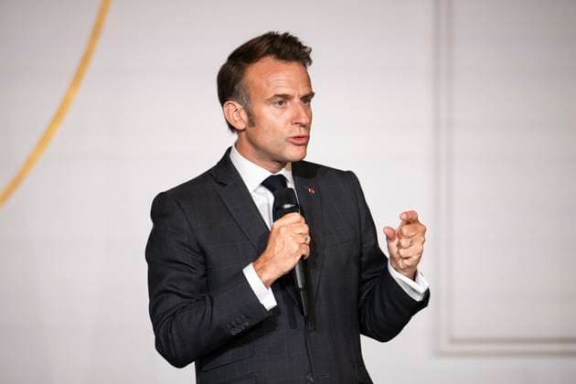 Non Au Harcelement Awards Ceremony - Paris French President Emmanuel Macron speaks at the No to Bullying award ceremony at the Elysee Palace in Paris, France, 21 May 2025. France s Ministry of National Education organizes each year the Non au harcelement (No to Bullying) contest in schools to raise awareness and promote values such as kindness and inclusion. Photo by Eliot Blondet ABACAPRESS.COM Paris France France  Copyright: xBlondetxEliot ABACAx