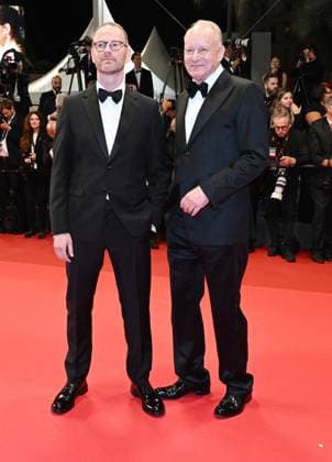 Swedish actor Stellan Skarsgard and Norwegian director Joachim Trier attend the premiere of Sentimental Value at the 78th Cannes Film Festival in Cannes, France on Wednesday May 21, 2025.  CAN20250521146 RUNExHELLESTAD