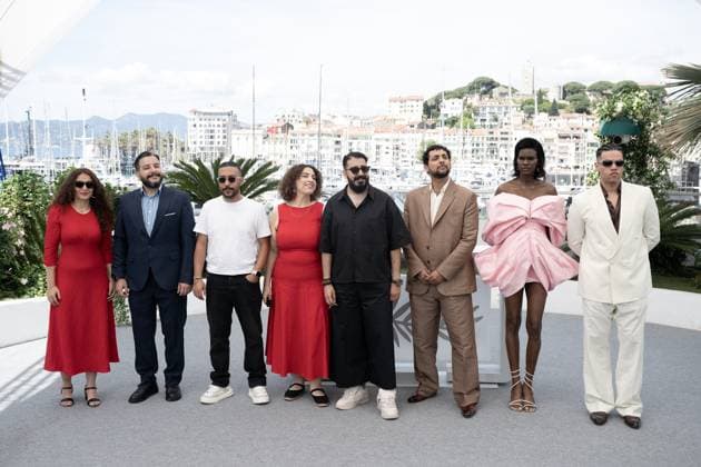 Cannes - Aisha Can’t Fly photocall DN Eman Elalby, Mostafa Shaban, Mohamed Mamdouh, Sawsan Yusuf, Morad Mustafa, Mostafa Elkashef, Buliana Simon and Ziad Zaza pose during the Aisha Can’t Fly photocall at the 78th annual Cannes Film Festival at Palais des Festivals on May 21, 2025 in Cannes, France. Photo by David NIVIERE ABACAPRESS.COM CANNES France  Copyright: xNivierexDavid ABACAPRESS.COMx
