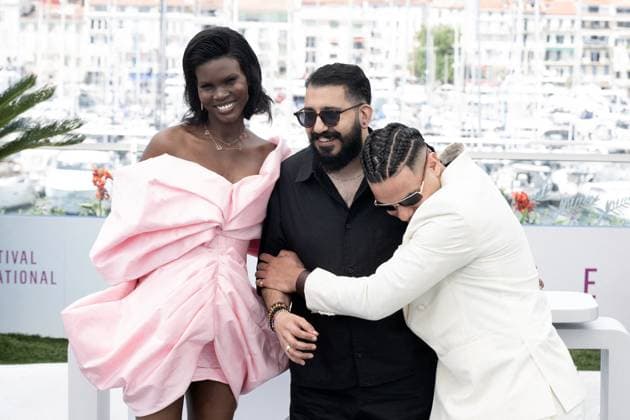 Cannes - Aisha Can’t Fly photocall DN Buliana Simon, Morad Mustafa and Ziad Zaza pose during the Aisha Can’t Fly photocall at the 78th annual Cannes Film Festival at Palais des Festivals on May 21, 2025 in Cannes, France. Photo by David NIVIERE ABACAPRESS.COM CANNES France  Copyright: xNivierexDavid ABACAPRESS.COMx
