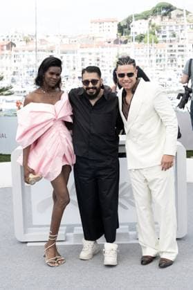 Cannes - Aisha Can’t Fly photocall DN Buliana Simon, Morad Mustafa and Ziad Zaza pose during the Aisha Can’t Fly photocall at the 78th annual Cannes Film Festival at Palais des Festivals on May 21, 2025 in Cannes, France. Photo by David NIVIERE ABACAPRESS.COM CANNES France  Copyright: xNivierexDavid ABACAPRESS.COMx