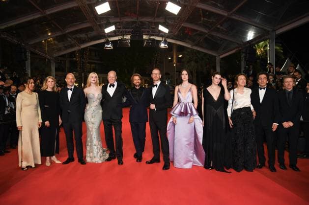 Cannes Affeksjonsverdi Premiere AM Nathanael Karmitz, Elle Fanning, Inga Ibsdotter Lilleaas, Renate Reinsve, Stellan Skarsgard, Joachim Trier and Eskil Vogt attending Affeksjonsverdi (Sentimental Value) Premiere in Cannes, France on May 21, 2025 as part of the 78th Cannes Film Festival. Photo by Aurore Marechal ABACAPRESS.COM Cannes France  Copyright: xMarechalxAurore ABACAx