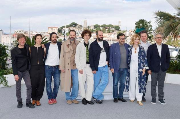 Pierpaolo Capovilla, Cecilia Trautvetter, Adriano Candiago, Sergio Romano, Filippo Scotti, Francesco Sossai, Gregorio Paonessa, Marta Donzelli, Philipp Kreuzer and Paolo Del Brocco at the photocall for the feature film Le cittÃ di pianura The Last One for the Road at the Festival de Cannes 2025 78 Cannes International Film Festival at the Palais des Festivals C Foto:xD.xBedrosianx xFuturexImagex road_5502