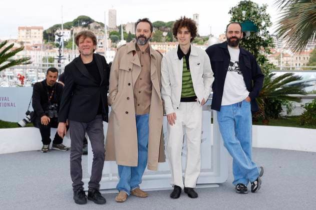 Pierpaolo Capovilla, Sergio Romano, Filippo Scotti and Francesco Sossai at the photocall for the feature film Le cittÃ di pianura The Last One for the Road at the Festival de Cannes 2025 78 Cannes International Film Festival at the Palais des Festivals Cannes, 22 05 2025 Foto:xD.xBedrosianx xFuturexImagex road_5503