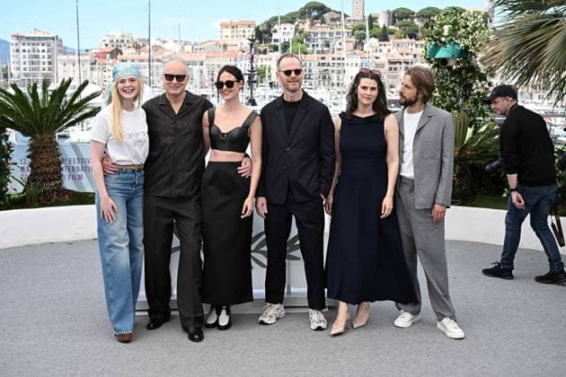 RECORD DATE NOT STATED Cannes - Affeksjonsverdi Photocall Anders Danielsen Lie, Inga Ibsdotter Lilleaas, Joachim Trier, Renate Reinsve, Stellan Skarsgard and Elle Fanning posing at the Affeksjonsverdi (Sentimental Value) photocall in Cannes, France, on May 22, 2025, as part of the Competition of the 78th Cannes Film Festival. Photo by David Niviere ABACAPRESS.COM Cannes France  Copyright: xNivierexDavid ABACAPRESS.COMx