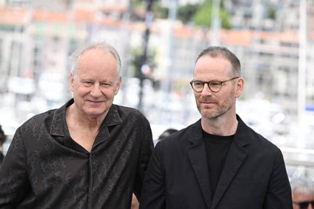 RECORD DATE NOT STATED Cannes - Affeksjonsverdi Photocall Joachim Trier and Stellan Skarsgard posing at the Affeksjonsverdi (Sentimental Value) photocall in Cannes, France, on May 22, 2025, as part of the Competition of the 78th Cannes Film Festival. Photo by David Niviere ABACAPRESS.COM Cannes France  Copyright: xNivierexDavid ABACAPRESS.COMx
