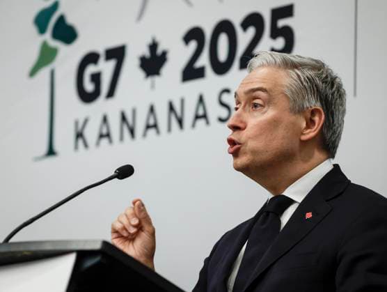 May 22, 2025, Banff, Ab, CANADA: Canada s Finance Minister Francois-Philippe Champagne speaks during the final news conference at the G7 Finance Ministers meeting in Banff, Alta., Thursday, May 22, 2025. Banff CANADA  - ZUMAc35_ 20250522_zaf_c35_047 Copyright: xJeffxMcintoshx
