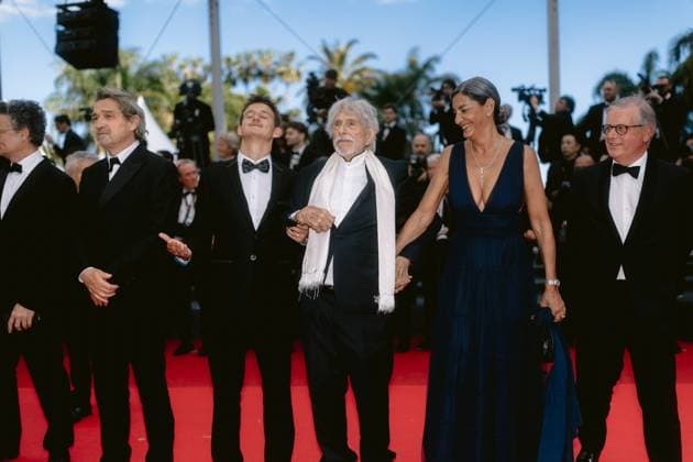 78eme Festival International du Film de Cannes Montée des marches du film La venue de lavenir 78th International Cannes Film Festival Red carpet for La venue de lavenir movie 444959 2025 05 22 Alpes Maritimes Cannes France Richard, Pierre Lacerda, Ceyla de Lencquesaing, Louis Do Marbot, Timi Joy  Copyright: xTerencexBaelenx STAR_444959_039