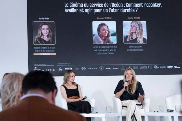 Conference Cinema at the service of the ocean how to tell, awaken and act for a sustainable future as part of the 10th Semaine du Cinéma Positif at the 78th Cannes International Film Festival Alexandra Cousteau and Estelle Lefébure Conference Cinema at the service of the ocean how to tell, awaken and act for a sustainable future , on the CNC beach, as part of the 10th Semaine du Cinéma Positif at the 78th Cannes International Film Festival, le 23 mai 2025 This year, the Positive Cinema Prize was awarded to the film Jeunes Mères by the Dardenne brothers Olivier Borde Bestimage Conference Cinema at the service of the ocean how to tell, awaken and act for a sustainable future , on the CNC beach, as part of the 10th Positive Cinema Week during  Copyright: xOLIVIERxBORDEx xBESTIMAGExOLIVIERxBORDEx xBESTIMAGEx