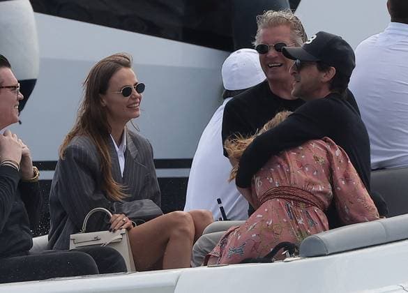 Cannes - Adrien Brody and Georgina Chapman At Eden Roc Adrien Brody and his girlfriend Georgina Chapman with Natasha Poly leave Eden Roc hotel, in Cap d Antibes, France on May 23, 2025, during Cannes Film Festival. Photo by ABACAPRESS.COM Cap d Antibes France  Copyright: xABACAx