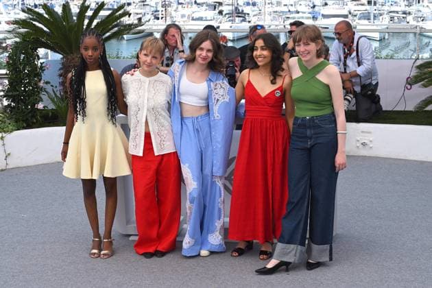 Cannes, 78th Cannes Film Festival 2025, Photocall of the film Honey don t! Cannes, 78th Cannes Film Festival 2025, Photocall of the film Jeunes Mères In the photo: Elsa Houben, Lucie Laruelle, Samia Hilmi, Babette Verbeek, Janaïna Halloy Cannes France  Copyright: xIPA ABACAx