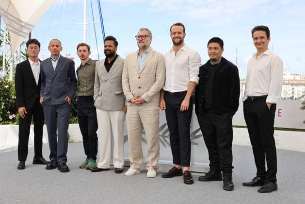 Short Film Competition Directors Photocall Zhaoguang Luo, Tawfeek Barhom, Gregoire Graesslin, Adnan Al Rajeev, Balint Kenyeres, Dian Weys, Arvin Belarmino and Gabriel Abrantes pose during Realisateurs Des Courts Metrages En Competition photocall at the 78th annual Cannes Film Festival at Palais des Festivals on May 24, 2025 in Cannes, France. Photo by Shootpix ABACAPRESS.COM Cannes France  Copyright: xShootpix ABACAx