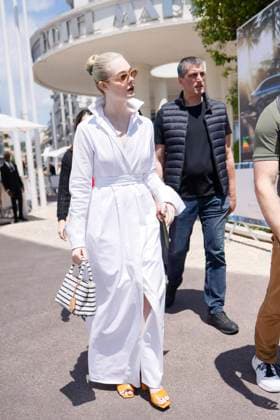 Cannes - Elle Fanning Leaves Hotel Martinez Elle Fanning leaves Hotel Martinez to take a stroll along Croisette ahead the 78th annual Cannes Film Festival on May 24, 2025 in Cannes, France. Photo by Marco Piovanotto ABACAPRESS.COM Cannes France  Copyright: xPiovanottoxMarco ABACAx