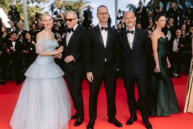 78eme Festival International du Film de Cannes Montée des marches Closing 78th International Cannes Film Festival Closing red carpet 445095 2025 05 24 Alpes Maritimes Cannes France Skarsgard, Stellan Fanning, Elle Trier, Joachim Vogt, Eskil  Copyright: xTerencexBaelenx STAR_445095_021