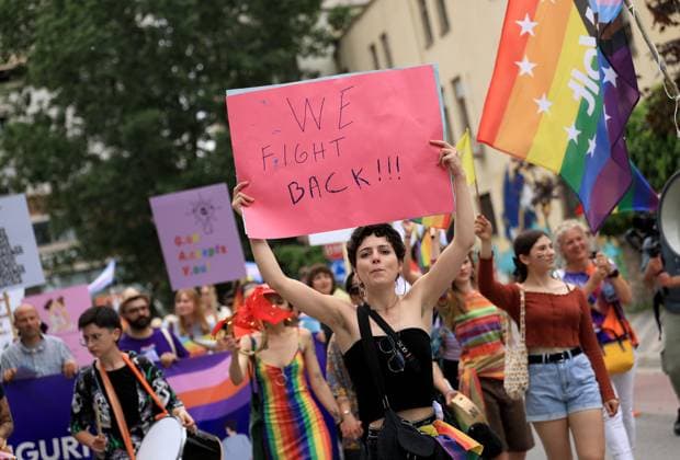 Albania LGBTQ activists take part in a Gay Pride in Tirana, Albania on May 24, 2025. Albania LGBTQ activists take part in a Gay Pride to mark the International Day against Homophobia, Transphobia and Biphobia, in Tirana, on May 24, 2025. Only in recent years has the LGBT community in Albania emerged from marginalised and underground activities to hold public events and parades, although not entirely without causing controversy and prejudice in this small Balkan nation, which until the collapse of the communist regime in 1990 penalised homosexuality. TIRANE ALBANIA Copyright: xADNANxBECIx