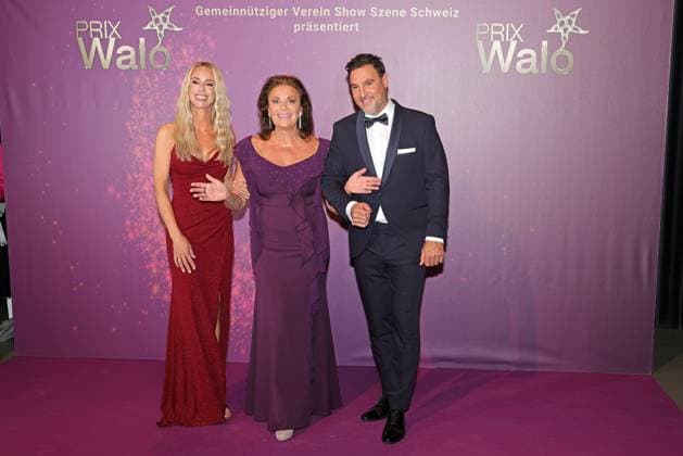 Presentation of the 49 Prix Walo Monika Kaelin mi with the two presenters Nicole Berchtold and Salar Bahrampoori Presentation of the 49 Prix Walo for the year 2024 on 24 05 2025 at SRF Studio 1 in Zurich Leutschenbach, Zurich, Switzerland