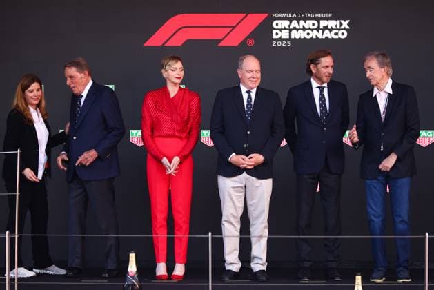 May 25, 2025, Monte Carlo, Monaco: Charlene, Princess of Monaco, Albert II, Prince of Monaco, Andrea Casiraghi and Bernard Arnault on the podium during the F1 Grand Prix of Monaco at Circuit de Monaco on May 25, 2025 in Monte-Carlo, Monaco. Monte Carlo Monaco - ZUMAz156 20250525_zip_z156_026 Copyright: xBeataxZawrzelx