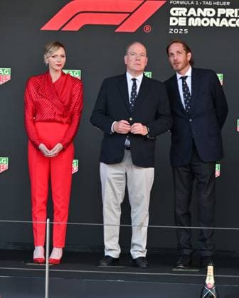 Monaco, Monaco GP 2025, Award Ceremony In the photo: Charlene of Monaco, Prince Albert II of Monaco, Andrea Casiraghi  Copyright: xManuelexMangiarottix xipa-agency.netx xManuelexMangiarottix IPA_Agency_IPA58235860
