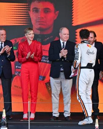 Monaco, Monaco GP 2025, Awards Ceremony Monaco, Monaco GP 2025, Award Ceremony In the photo: Charlene of Monaco, Prince Albert II of Monaco, Andrea Casiraghi Monte Carlo  Copyright: xIPA ABACAx