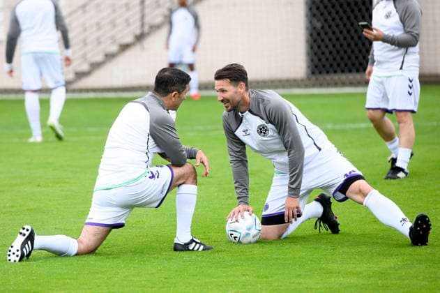Altin Lala and Christian Schulz at the charity soccer match Kicken mit Stars in the Eilenriedestadion Hanover, 25 05 2025 Foto:xC.xNiehausx xFuturexImagex kicken_5524