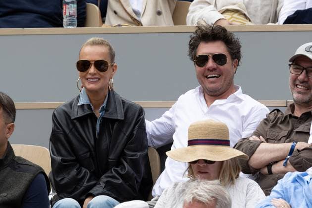 2025 French Open - Laeticia Hallyday In Stand Day 2 Laeticia Hallyday and boyfriend Frederic Suant in Stand during the 2025 French Open at Roland Garros on May 26, 2025 in Paris, France. Photo by Nasser Berzane ABACAPRESS.COM Paris France  Copyright: xBerzanexNasser ABACAx