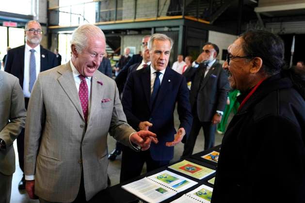 May 26, 2025, Ottawa, On, CAN: King Charles shares a laugh with Alex Peters, of Whitefeather Forest Community Resource Management Authority, as he walks with Prime Minister Mark Carney at a community gathering at Lansdowne Park in Ottawa during a royal visit on Monday, May 26, 2025. Ottawa CAN  - ZUMAc35_ 20250526_zaf_c35_232 Copyright: xJustinxTangx