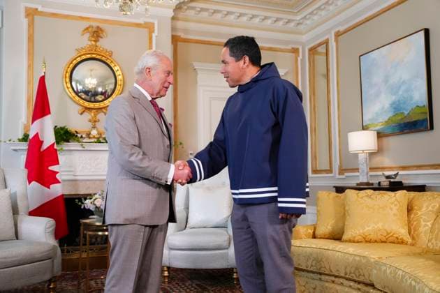 May 26, 2025, Ottawa, On, CANADA: King Charles meets with ITK President Natan Obed at Rideau Hall in Ottawa on Monday, May 26, 2025. King Charles will deliver the throne speech Tuesday, May 27. Ottawa CANADA  - ZUMAc35_ 20250526_zaf_c35_185 Copyright: xSeanxKilpatrickx